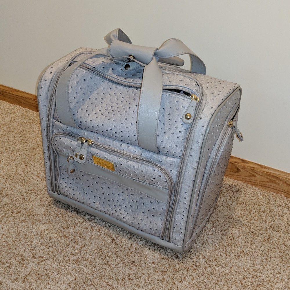 Sold: Nicole Miller Ostrich Carry On Luggage